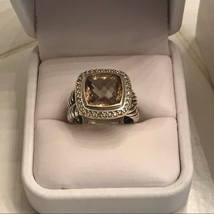 David Yurman Albion Ring w/ Citrine, Diamonds, 18K